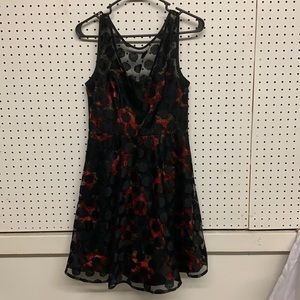 Betsey Johnson floral and polka dot lace dress size 4
